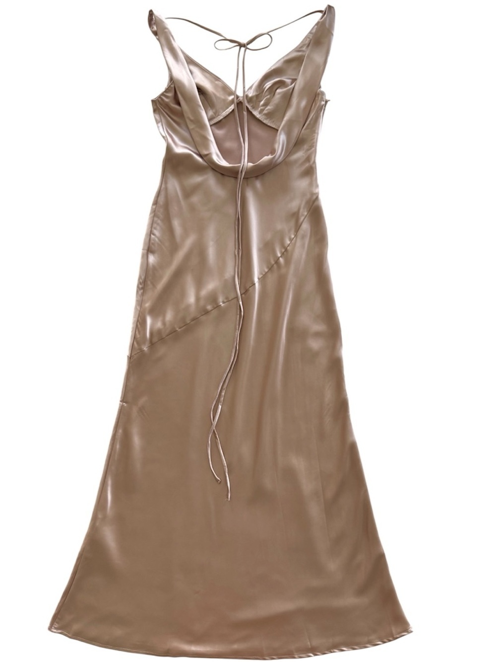 PRINCESS POLLY Northern Star Open Back Satin Maxi Gown - Champagne Size 6 - Picture 8 of 12